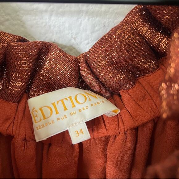 Sezane Editions Metallic Off Shoulder Mini Shift Dress Size 34 / US XS - Picture 7 of 10